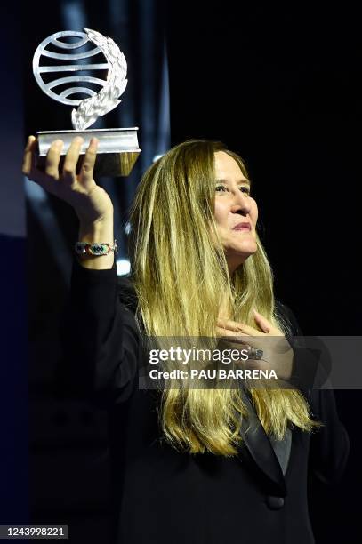 Winner of Spain's 2022 Premio Planeta award Luz Gabas, receives the trophy for her novel 'Lejos de Luisiana', written under the pseudonym Hoja de...