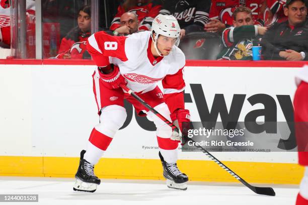 Detroit Red Wings defenseman Ben Chiarot skates in the second period of the game against the New Jersey Devils on October 15, 2022 at the Prudential...