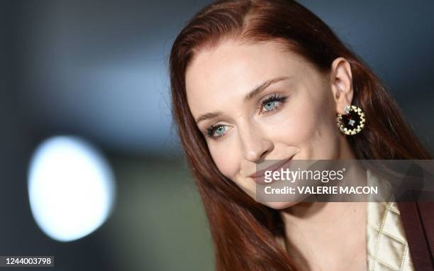 English actress Sophie Turner arrives for the 2nd Annual Academy Museum Gala at the Academy Museum of Motion Pictures in Los Angeles, October 15,...