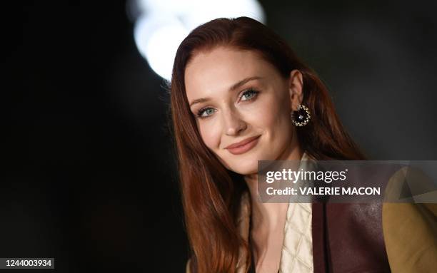 English actress Sophie Turner arrives for the 2nd Annual Academy Museum Gala at the Academy Museum of Motion Pictures in Los Angeles, October 15,...