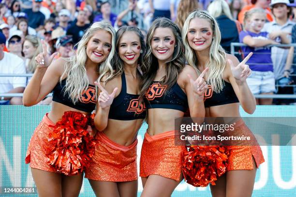 The Oklahoma State Cowboys dance team poses for a picture during the game between the TCU Horned Frogs and the Oklahoma State Cowboys on October 15,...