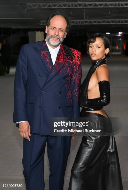 Luca Guadagnino and Taylor Russell at the Second Annual Academy Museum Gala held at the Academy Museum of Motion Pictures on October 15, 2022 in Los...