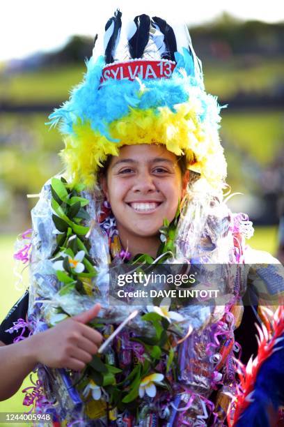 New Zealand's Sylvia Brunt poses following her team's victory after the New Zealand 2021 Women's Rugby World Cup Pool C match between New Zealand and...