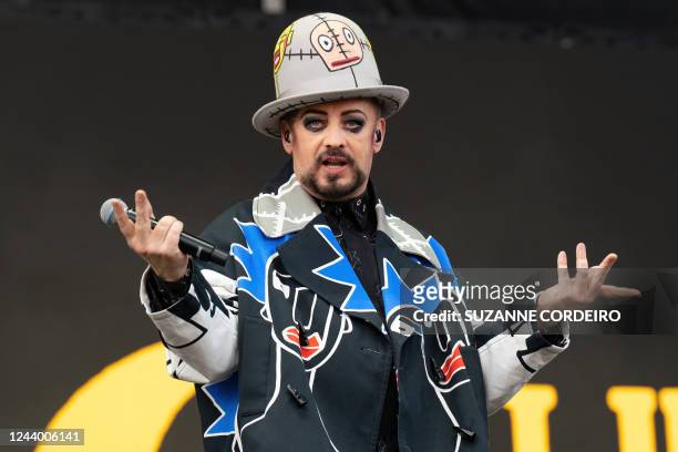 Enlish singer Boy George and Culture Club perform onstage during Austin City Limits Music Festival at Zilker Park in Austin, Texas, on October 15,...