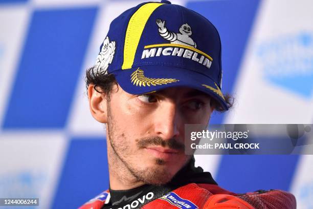 Ducati Lenovo's Italian rider Francesco Bagnaia attends a press conference after the MotoGP Australian Grand Prix at Phillip Island on October 16,...