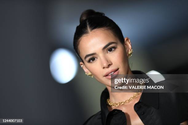Brazilian actress Bruna Marquezine arrives for the 2nd Annual Academy Museum Gala at the Academy Museum of Motion Pictures in Los Angeles, October...