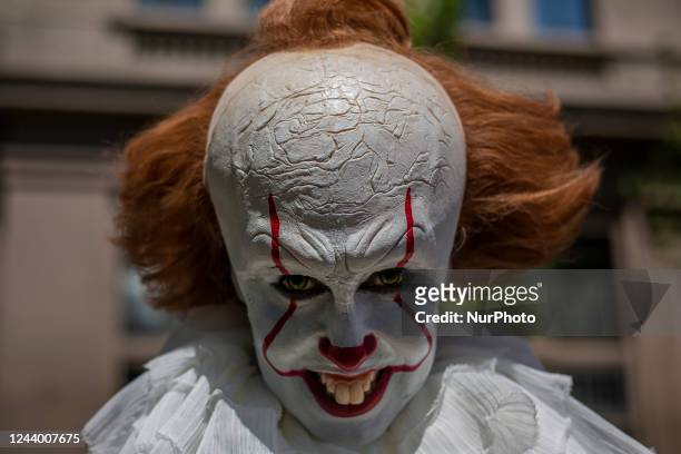 Person dressed up as the terrifying clown from the film IT. After three years of absence, zombies and horrible creatures once again marched through...