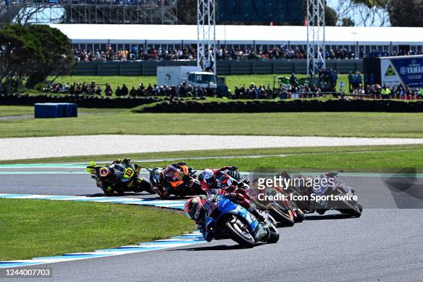 Alex Rins of Spain on the Team Suzuki Ecstar Suzuki during The 2022 Australian MotoGP at The Phillip Island Circuit on October 16, 2022 in Phillip...