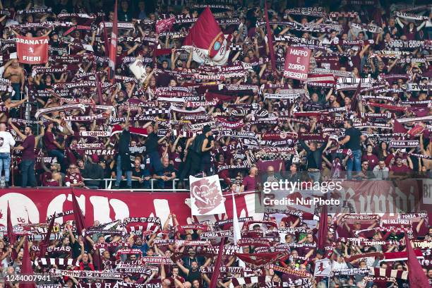 Torino FC fans during the Serie A match between Torino FC and Juventus FC on October 15, 2022 at Olympic Grande Torino Stadium in Turin, Italy.