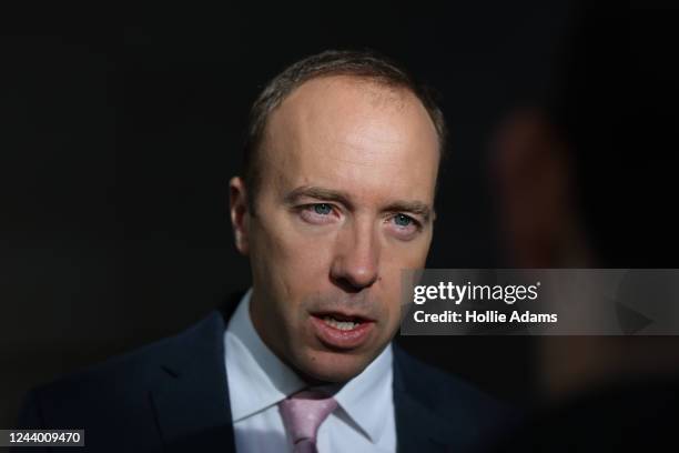 Matt Hancock, former cabinet minster, at BBC Broadcasting House after appearing on Sunday with Laura Kuenssberg on October 16, 2022 in London,...