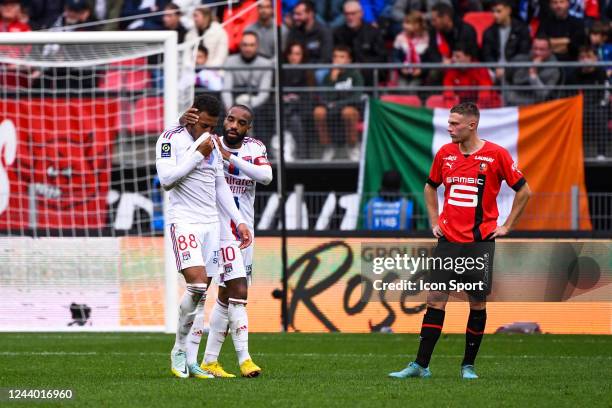 Alexandre LACAZETTE - 88 Corentin TOLISSO during the Ligue 1 Uber Eats match between Stade Rennais and Olympique Lyonnais at Roazhon Park on October...