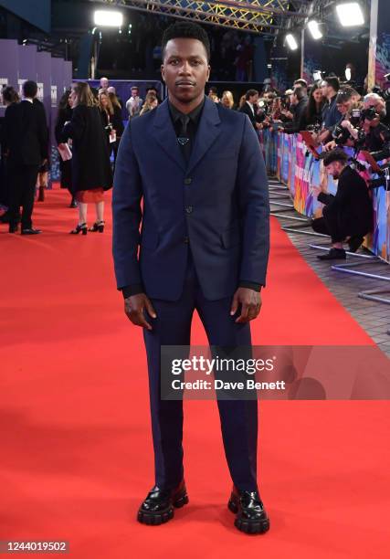 Leslie Odom Jr. Attends the BFI London Film Festival closing night gala for "Glass Onion: A Knives Out Mystery" at The Royal Festival Hall on October...