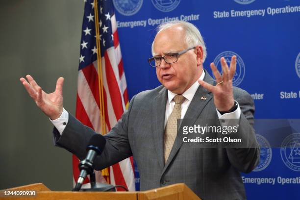 Minnesota Governor Tim Walz speaks to the press on June 3, 2020 in St. Paul, Minnesota. Earlier today the state's Attorney General Keith Ellison...