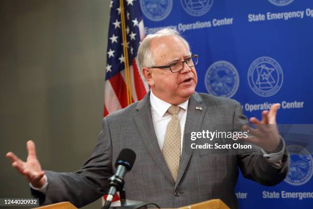 Minnesota Governor Tim Walz speaks to the press on June 3, 2020 in St. Paul, Minnesota. Earlier today the state's Attorney General Keith Ellison...