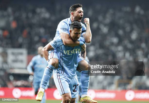 Mahmoud Trezeguet of Trabzonspor celebrates after scoring a goal during the Turkish Super Lig week 10 soccer match between Besiktas and Trabzonspor...
