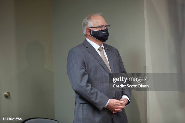 Minnesota Governor Tim Walz waits to speak to the press on June 3, 2020 in St. Paul, Minnesota. A short time earlier the state's Attorney General...