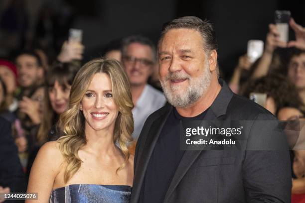 Director Russell Crowe and wife Danielle Spencer attend the red carpet for "Poker Face" during the 17th Rome Film Festival - Alice nella Citta...
