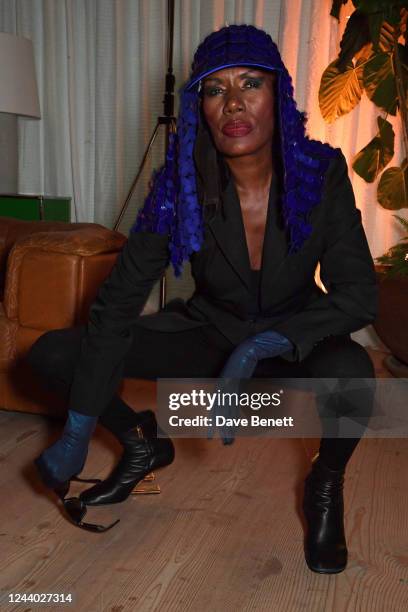 Grace Jones attends the BFI London Film Festival closing night party for "Glass Onion: A Knives Out Mystery" at 180 The Strand on October 16, 2022 in...