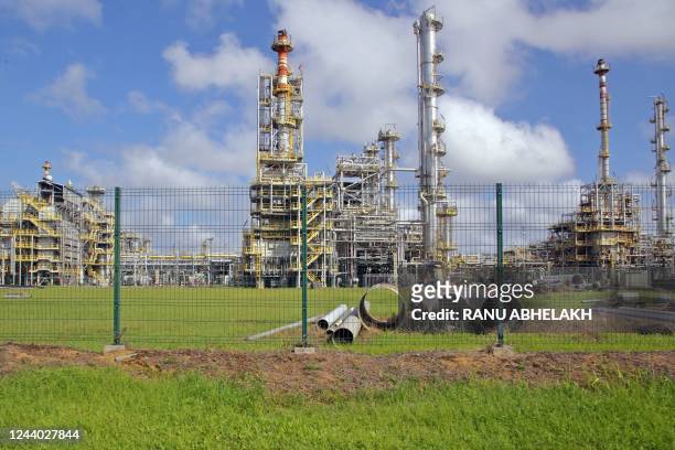 General view of the Staatsolie refinery owned by Suriname State Oil Company in Wanica, Suriname, on September 26, 2022. - Emerging as potential oil...