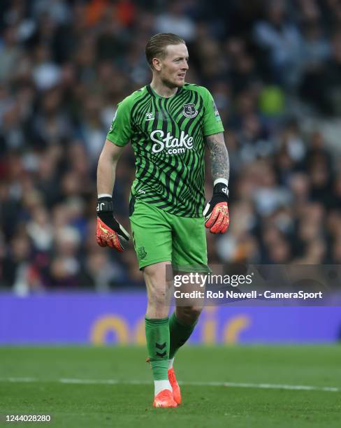 Everton's Jordan Pickford during the Premier League match between Tottenham Hotspur and Everton FC at Tottenham Hotspur Stadium on October 15, 2022...