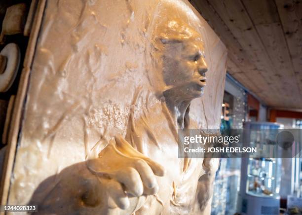 "Pan Solo," a 6-foot-tall replica of Han Solo frozen in carbonite, made entirely of bread, is displayed at One House Bakery in Benicia, California,...