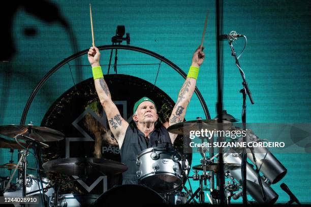 Drummer Chad Smith of the Red Hot Chili Peppers performs onstage during Austin City Limits Music Festival at Zilker Park in Austin, Texas on October...