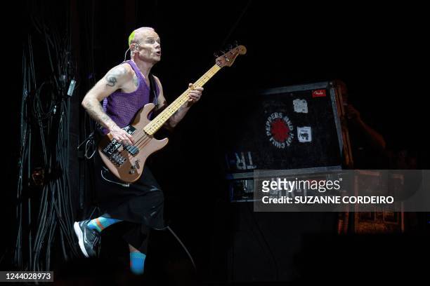Australian musician Flea of the Red Hot Chili Peppers performs onstage during Austin City Limits Music Festival at Zilker Park in Austin, Texas on...