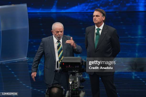 Debate with Luiz Inacio Lula da Silva and Jair Bolsonaro, candidates for the presidency of Brazil, at Band TV studios in the city of Sao Paulo,...