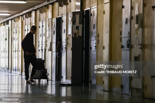 An inmate is seen outside his cell at Gradignan prison, near Bordeaux, southwestern France, on October 3, 2022.