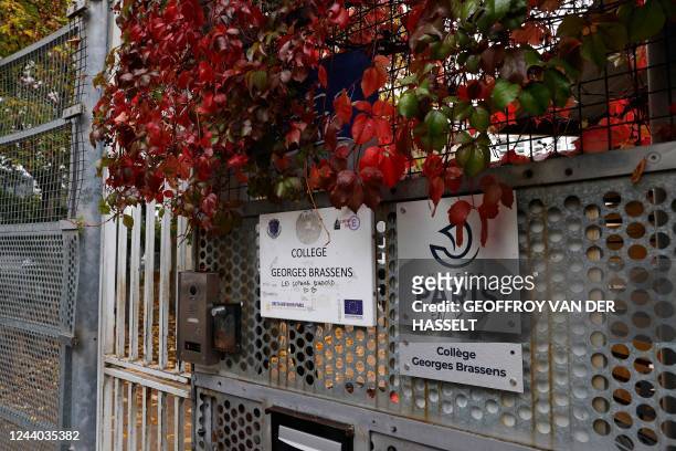 Photograph shows the entrance of the middle school Georges Brassens in Paris on October 17 where studied a 12-year-old schoolgirl, named Lola, three...