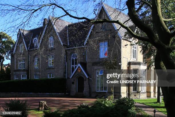 Picture taken on October 17, 2022 shows the Chinese consulate in Manchester a day after an incident involving a scuffle between Hong Kong...