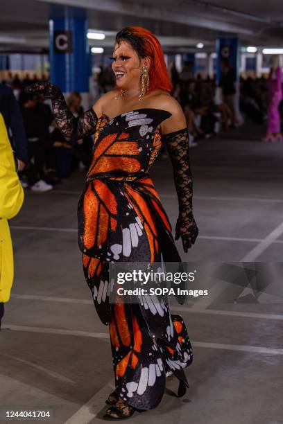 Guest seen at the Justin Cassin fashion show during the Melbourne Fashion Week Docklands in Melbourne. Justin Cassin men's wear designer staged his...