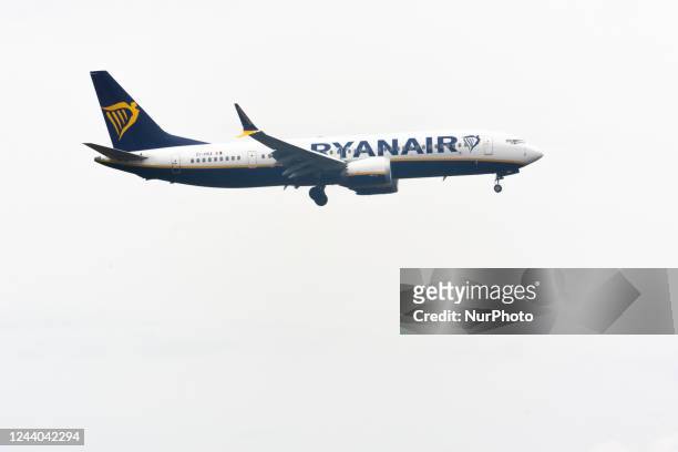 A Ryanair is seen arriving at Cologne &amp; Bonn airport as Eurowings pilots stage a three-day strke to demand better working conditions