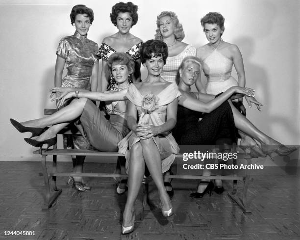 Tightrope. A CBS television crime detective show. Premiered September 8, 1959. The girls of Tightrope. Standing in back, left to right, Rhoda...