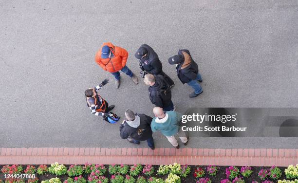 Jockey Craig Williams speaks to owners during Breakfast With The Best at Moonee Valley Racecourse on October 18, 2022 in Moonee Ponds, Australia.