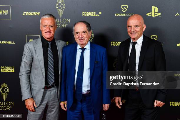 Dider DESCHAMPS head coach of France, noel LE GRAET President of the French Football Federation and Guy STEPHAN assistant coach of France arrive at...