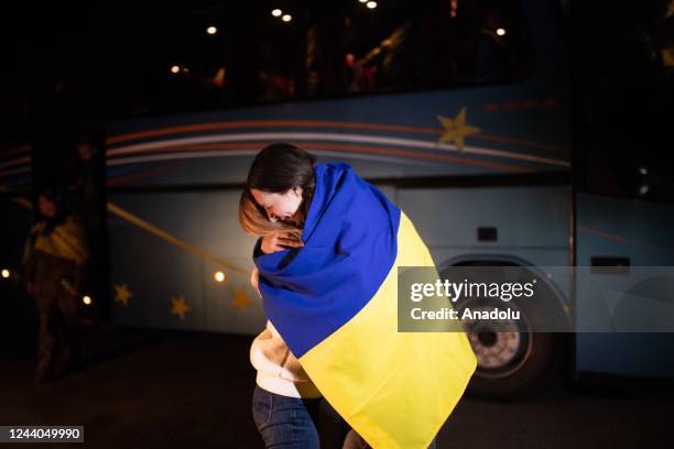 Women reunite with relatives during all-female prisoner swap deal with Russia since the war began in Ukraine on October 17, 2022.