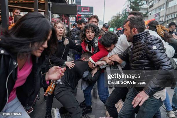 Protesters clash with police officers during the demonstration. Forty-one miners lost their lives in the explosion on the 14th of October in the mine...