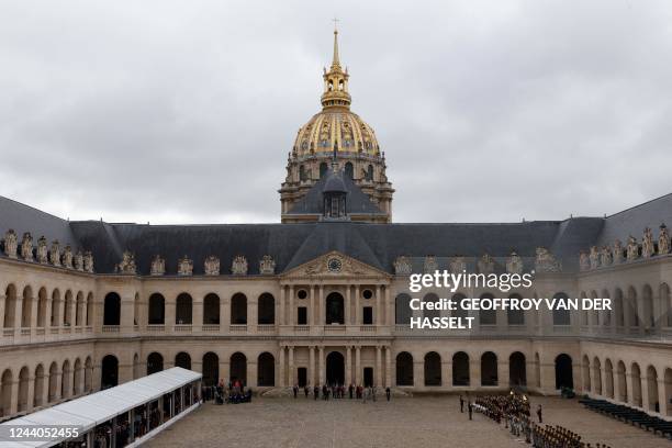 This photogeraph taken October 18 shows a view of the tribute to veterans of the Algerian war, at the Invalides in Paris, as part of the...