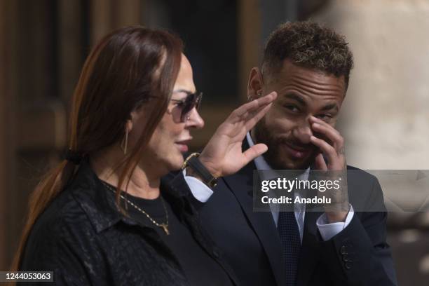 Paris Saint-Germain's Brazilian forward Neymar leaves to the courthouse in Barcelona on October 18 on the second day of his trial.