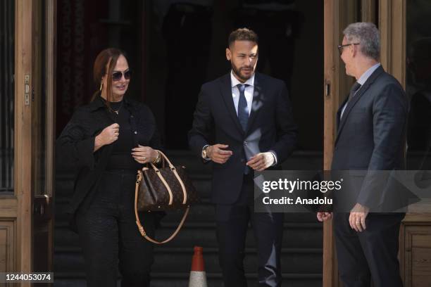 Paris Saint-Germain's Brazilian forward Neymar leaves to the courthouse in Barcelona on October 18 on the second day of his trial.
