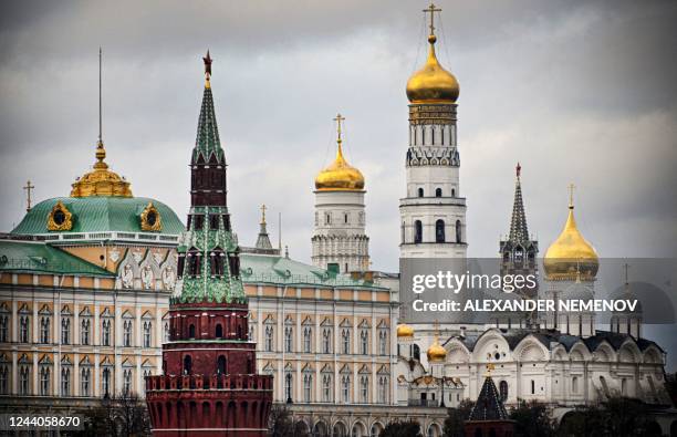 This photograph shows a view of the Kremlin taken on October 18, 2022 in Moscow.