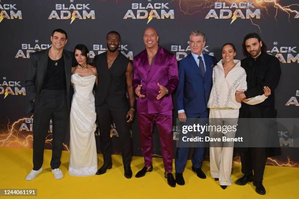 Noah Centineo, Sarah Shahi, Aldis Hodge, Dwayne Johnson aka The Rock, Pierce Brosnan, Quintessa Swindell and Marwan Kenzari attend the UK Premiere of...