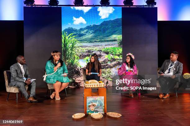 Participants seen discussing during Indigenous Youth Campaign Launch. WFF Global Youth Forum Opening Session on Day 2 organized by Food and...