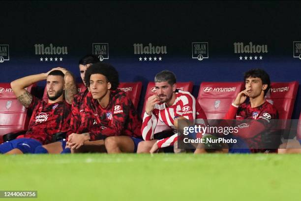 Joao Felix second striker of Atletico de Madrid and Portugal sitting on the bench during the La Liga Santander match between Atletico de Madrid and...