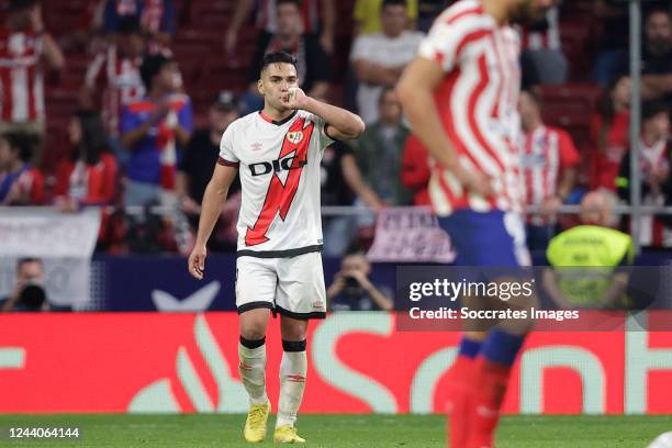 Radamel Falcao of Rayo Vallecano celebrates 1-1 during the La Liga Santander match between Atletico Madrid v Rayo Vallecano at the Estadio Civitas...