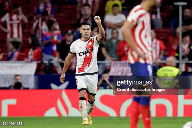 Radamel Falcao of Rayo Vallecano celebrates 1-1 during the La Liga Santander match between Atletico Madrid v Rayo Vallecano at the Estadio Civitas...
