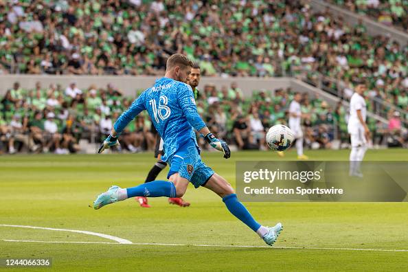 Real Salt Lake goalkeeper Zac MacMath clears the ball during the MLS ...