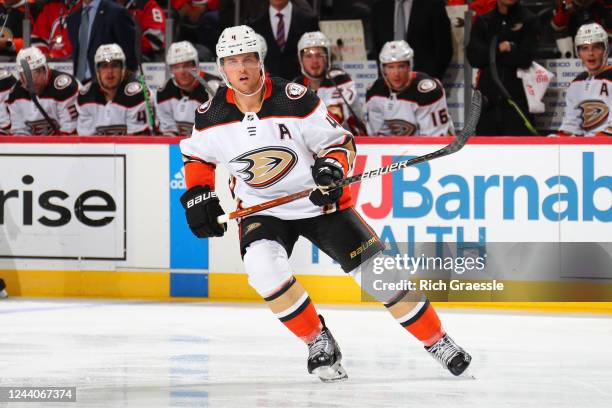 Anaheim Ducks defenseman Cam Fowler skates in the second period in the game against the New Jersey Devils on October 18, 2022 at the Prudential...