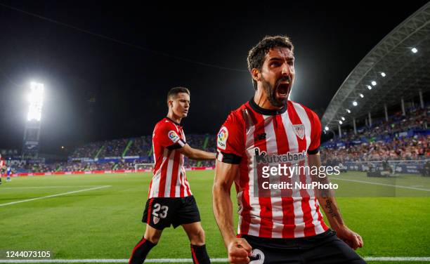 Raul Garcia of Athletic Club celebrates a goal during the La Liga match between Getafe CF and Athletic Club at Coliseum Alfonso Perez in Madrid,...